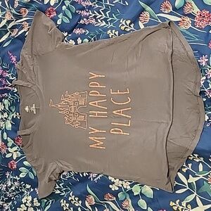 Disney Parks Women's Grey and Rose Gold Tee My Happy Place